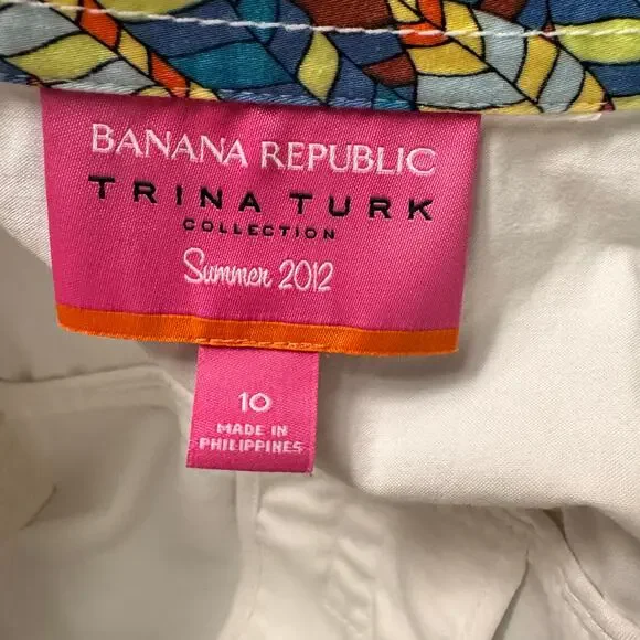 Banana Republic x Trina Turk Belted Utility Top Jacket Size 10 Ivory Summer 2012 - Picture 2 of 10